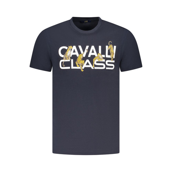 Cavalli Class Blue Cotton Men T-Shirt CA-36653 Cavalli Class Blue Cotton Men T-Shirt CA-36653