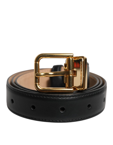 Black Leather Logo Metal Waist Buckle Belt Black Leather Logo Metal Waist Buckle Belt