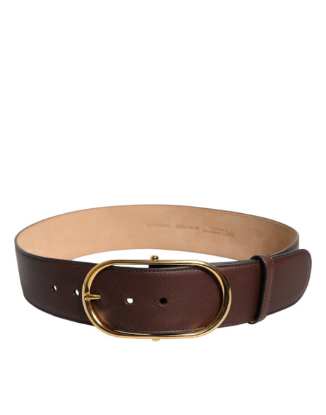 Brown Leather Waist Gold Metal Buckle Belt Brown Leather Waist Gold Metal Buckle Belt