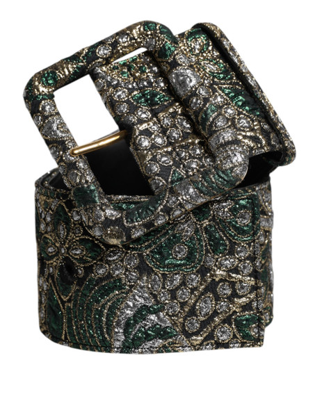 Dolce & Gabbana Multicolor Floral Jacquard Lurex Wide Waist Buckle Belt WMB493 Dolce & Gabbana Multicolor Floral Jacquard Lurex Wide Waist Buckle Belt WMB493