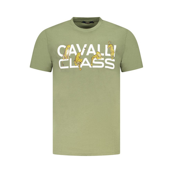 Cavalli Class Green Cotton Men T-Shirt CA-36702 Cavalli Class Green Cotton Men T-Shirt CA-36702
