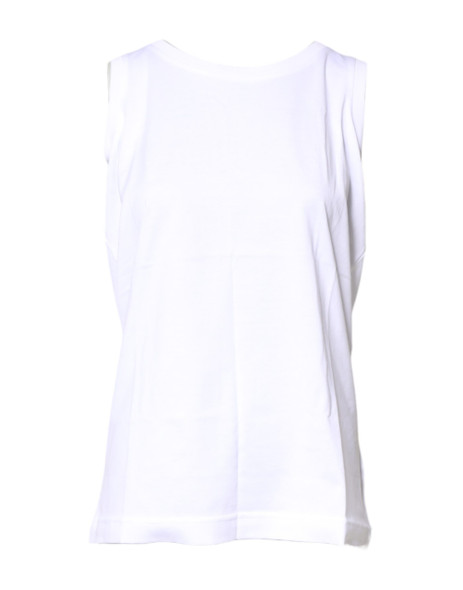 White Cotton Sleeveless Crew Neck T-shirt White Cotton Sleeveless Crew Neck T-shirt