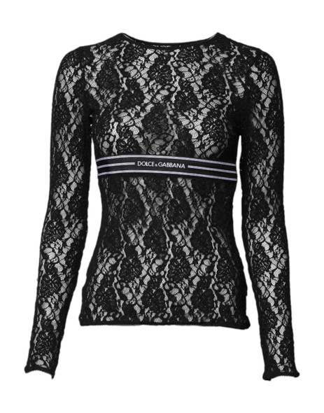 Black Floral Lace Long Sleeves Pullover Top Black Floral Lace Long Sleeves Pullover Top