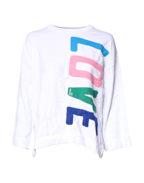 Love Moschino White Graphic Print Cotton Long Sleeves T-shirt Love Moschino White Graphic Print Cotton Long Sleeves T-shirt