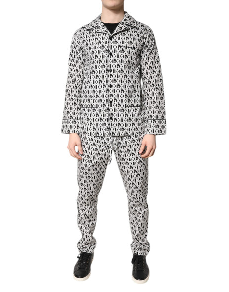 Dolce & Gabbana Black White DG Print Cotton Pajama Set Sleepwear Dolce & Gabbana Black White DG Print Cotton Pajama Set Sleepwear