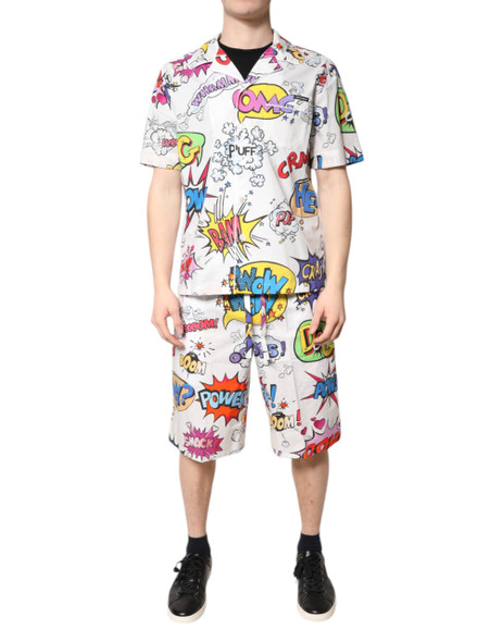 Dolce & Gabbana White Cartoon Print Cotton Men Pajama Set Sleepwear Dolce & Gabbana White Cartoon Print Cotton Men Pajama Set Sleepwear