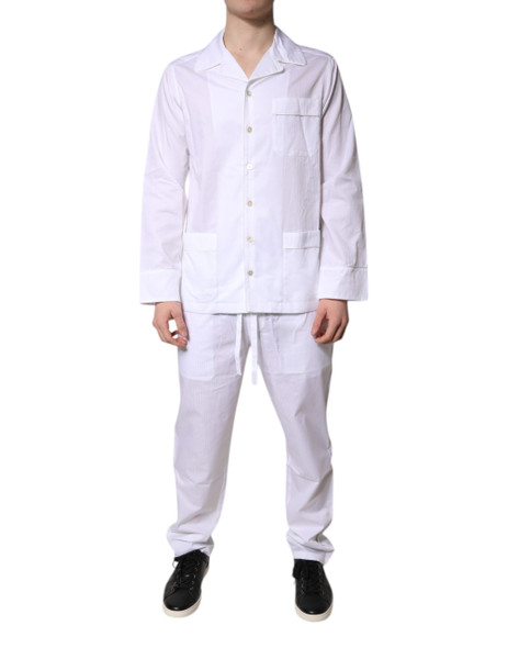 Dolce & Gabbana White Cotton Shirt Pants Pajama Set Sleepwear Dolce & Gabbana White Cotton Shirt Pants Pajama Set Sleepwear