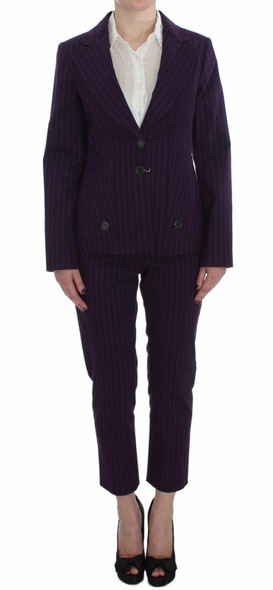 Purple Striped Stretch Coat Blazer Pants Suit Purple Striped Stretch Coat Blazer Pants Suit
