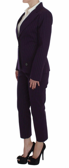 Purple Striped Stretch Coat Blazer Pants Suit Purple Striped Stretch Coat Blazer Pants Suit