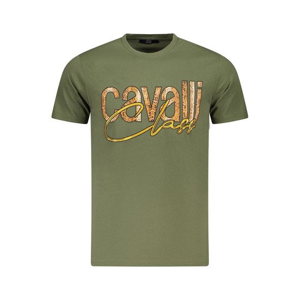 Cavalli Class Green Cotton Men T-Shirt CA-36650 Cavalli Class Green Cotton Men T-Shirt CA-36650