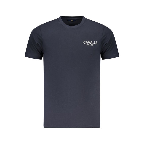 Cavalli Class Blue Cotton Men T-Shirt CA-36665 Cavalli Class Blue Cotton Men T-Shirt CA-36665