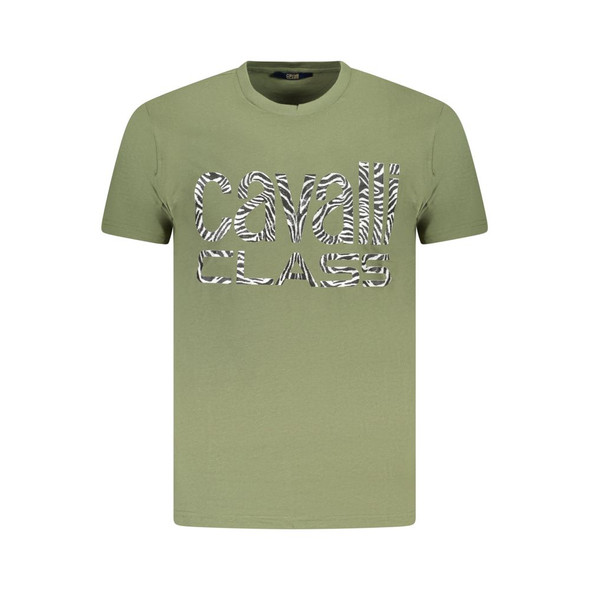 Cavalli Class Green Cotton Men T-Shirt CA-36705 Cavalli Class Green Cotton Men T-Shirt CA-36705