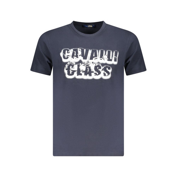 Cavalli Class Blue Cotton Men T-Shirt CA-36706 Cavalli Class Blue Cotton Men T-Shirt CA-36706