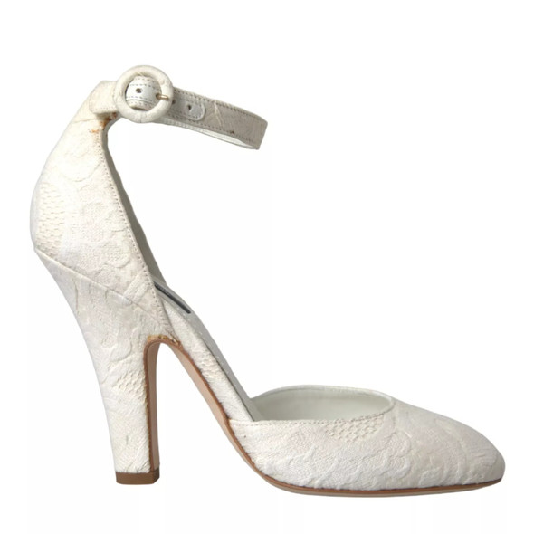 Dolce & Gabbana White Floral Jacquard Mary Janes Heels Pumps Shoes Dolce & Gabbana White Floral Jacquard Mary Janes Heels Pumps Shoes