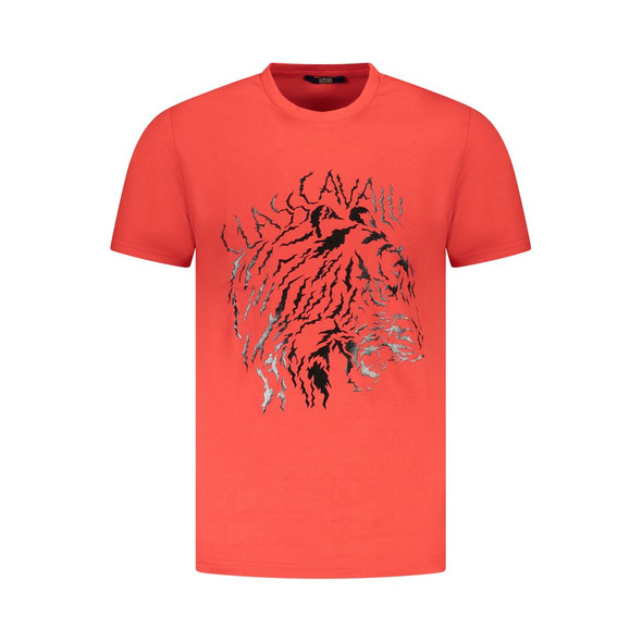 Cavalli Class Red Cotton Men T-Shirt CA-36677 Cavalli Class Red Cotton Men T-Shirt CA-36677
