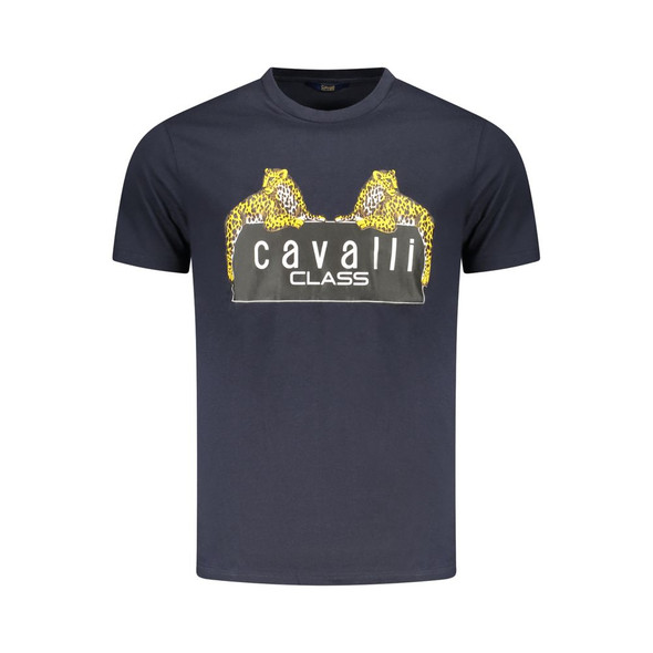 Cavalli Class Blue Cotton Men T-Shirt CA-36713 Cavalli Class Blue Cotton Men T-Shirt CA-36713