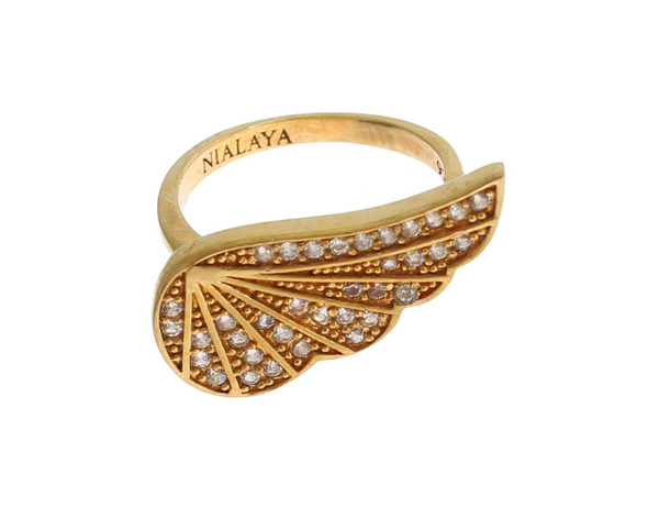 Womens Clear CZ Gold 925 Silver Authentic Ring Womens Clear CZ Gold 925 Silver Authentic Ring