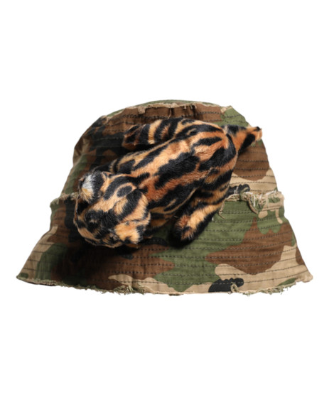 Multicolor Leopard Embellish Wide Brim Bucket Hat Multicolor Leopard Embellish Wide Brim Bucket Hat
