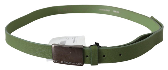Green Leather Silver Buckle Waist Men Belt Green Leather Silver Buckle Waist Men Belt