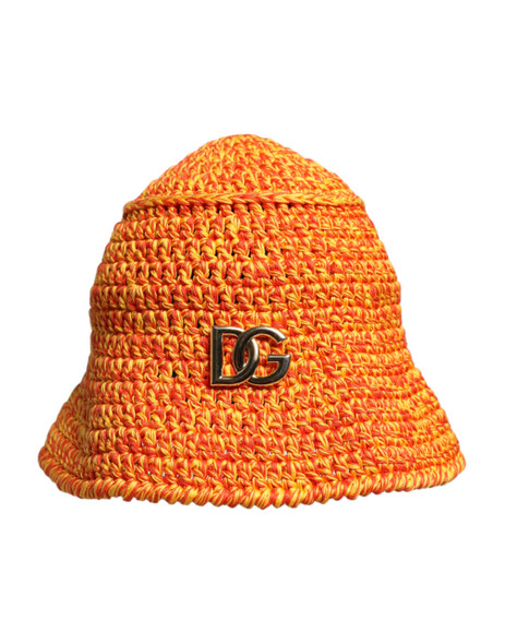 Orange Cotton Crochet DG Logo Bucket Hat Orange Cotton Crochet DG Logo Bucket Hat