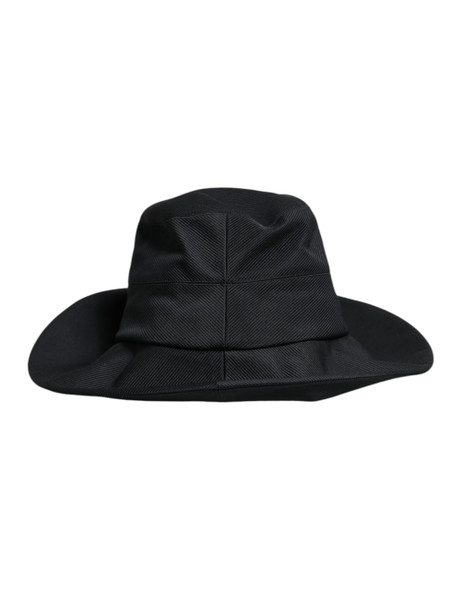 Dolce & Gabbana Black Cotton Wide Brim Fedora Hat Dolce & Gabbana Black Cotton Wide Brim Fedora Hat