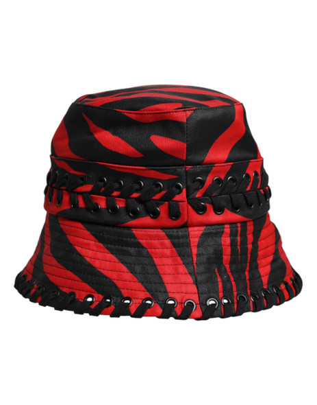 Dolce & Gabbana Black Red Stripe Polyester Wide Brim Bucket Hat Dolce & Gabbana Black Red Stripe Polyester Wide Brim Bucket Hat