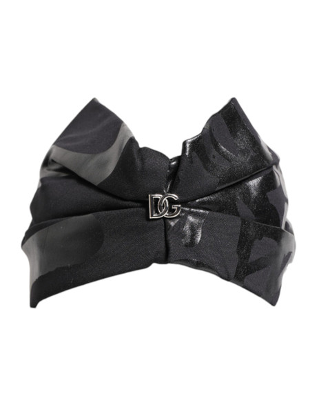 Dolce & Gabbana Black Nylon Stretch DG Logo Head Band Hat Dolce & Gabbana Black Nylon Stretch DG Logo Head Band Hat