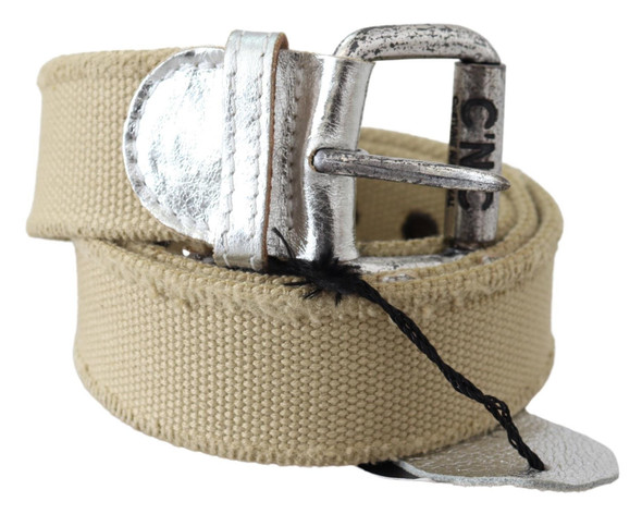 Beige Cotton Rustic Logo Buckle Belt Beige Cotton Rustic Logo Buckle Belt