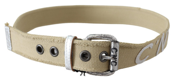 Beige Cotton Rustic Logo Buckle Belt Beige Cotton Rustic Logo Buckle Belt
