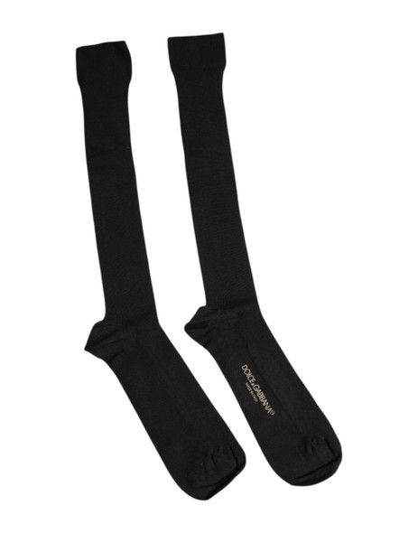 Black Viscose Logo Over The Calf Socks Black Viscose Logo Over The Calf Socks