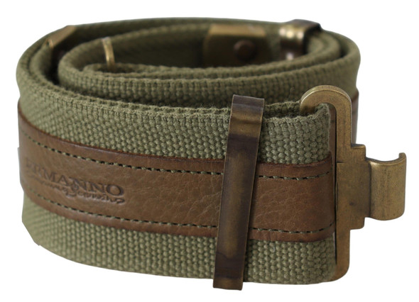 Green Leather Rustic Bronze Buckle Army Belt Green Leather Rustic Bronze Buckle Army Belt