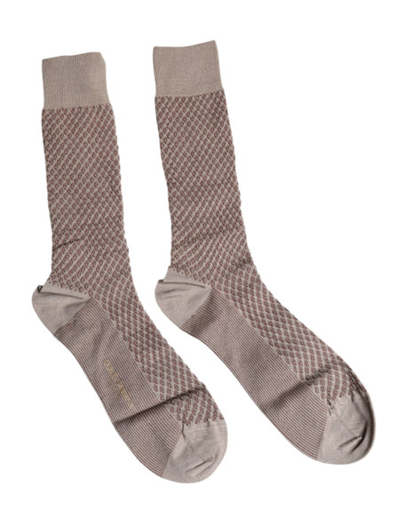 Brown Solid DG Logo Mid Calf Men Socks Brown Solid DG Logo Mid Calf Men Socks