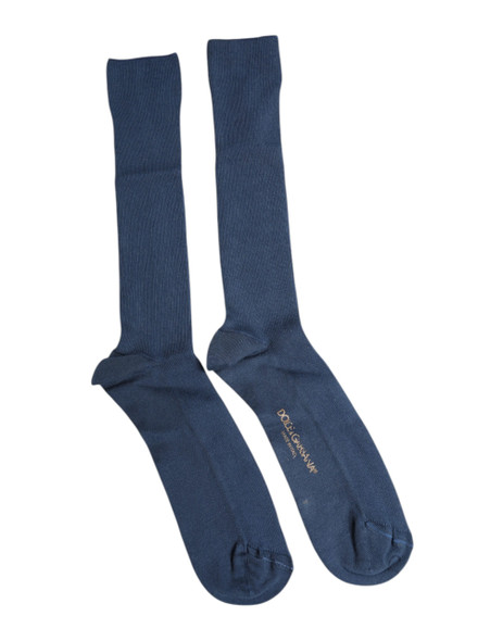 Dolce & Gabbana Blue Cotton DG Logo Over The Calf Socks Dolce & Gabbana Blue Cotton DG Logo Over The Calf Socks