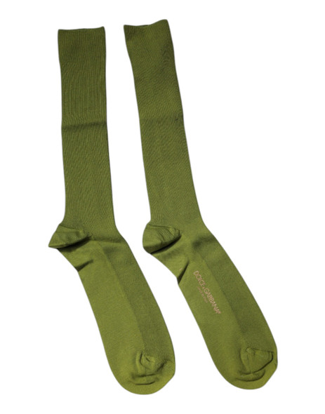 Green Cotton Logo Over The Calf Socks Green Cotton Logo Over The Calf Socks
