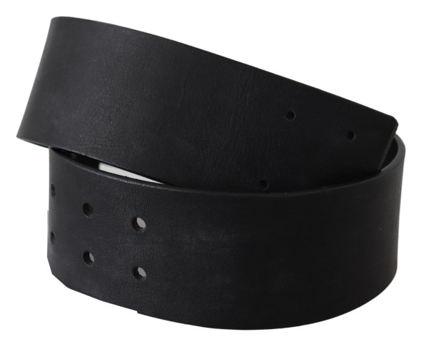 Black Genuine Leather Wide Logo Waist Belt Black Genuine Leather Wide Logo Waist Belt