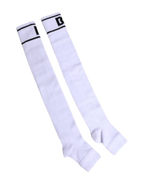 White Cotton DG Logo Print Open Toe Socks White Cotton DG Logo Print Open Toe Socks