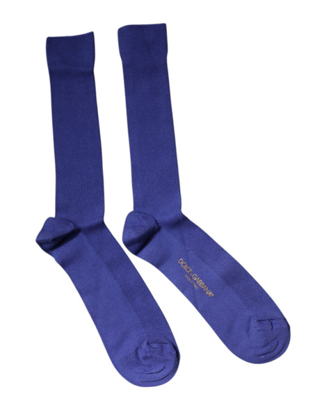 Dolce & Gabbana Purple Cotton Logo Over The Calf Socks Dolce & Gabbana Purple Cotton Logo Over The Calf Socks