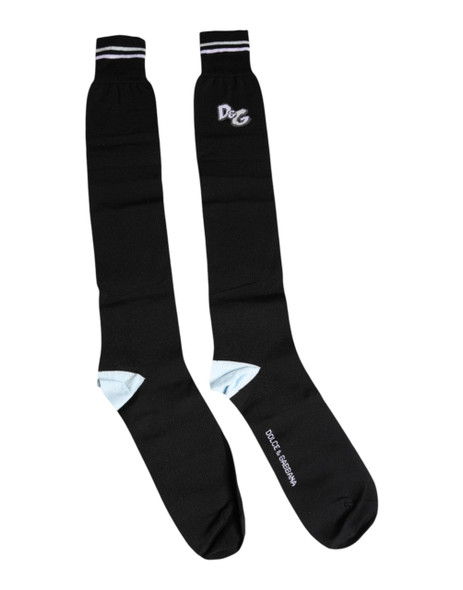 Dolce & Gabbana Black DG Logo Print Cotton Over Calf Socks Dolce & Gabbana Black DG Logo Print Cotton Over Calf Socks