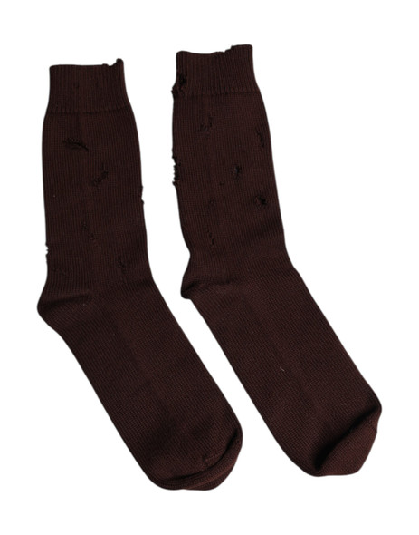 Brown Solid Cotton Stretch Mid Calf Socks Brown Solid Cotton Stretch Mid Calf Socks