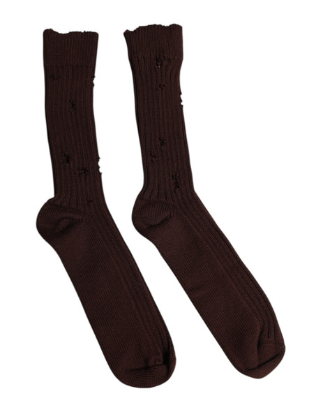 Dolce & Gabbana Brown Cotton Stretch Over The Calf Socks Dolce & Gabbana Brown Cotton Stretch Over The Calf Socks
