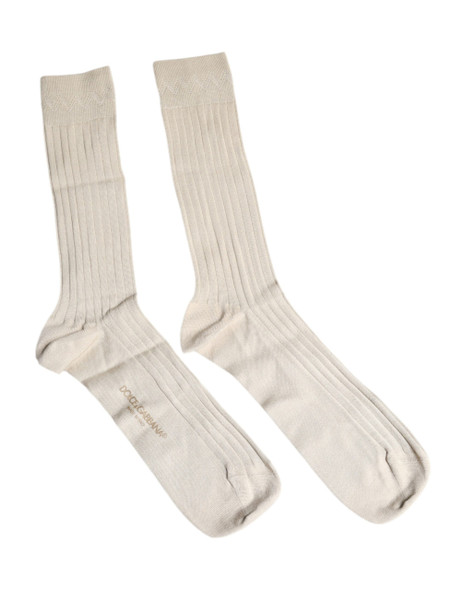 Beige Cotton Stretch Logo Mid Calf Socks Beige Cotton Stretch Logo Mid Calf Socks