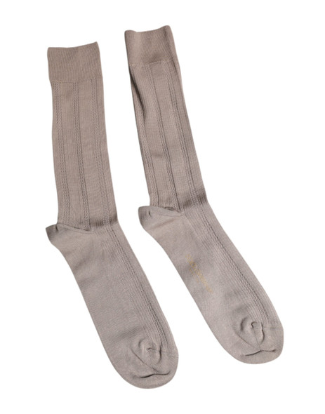 Dolce & Gabbana Brown Cotton Stretch Logo Over Calf Socks Dolce & Gabbana Brown Cotton Stretch Logo Over Calf Socks