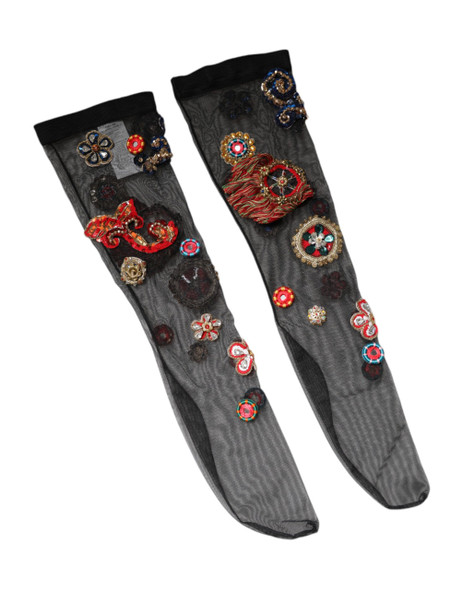 Black Stretch Carretto Crystal Stockings Socks Black Stretch Carretto Crystal Stockings Socks