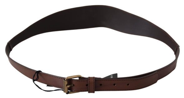 Brown Leather Gold Metal Buckle Belt Brown Leather Gold Metal Buckle Belt