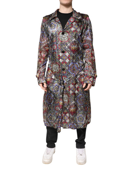 Dolce & Gabbana Multicolor Royal Bee Crown Trench Coat Jacket Dolce & Gabbana Multicolor Royal Bee Crown Trench Coat Jacket