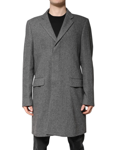 Gray Wool Single Breasted Trench Coat Jacket Gray Wool Single Breasted Trench Coat Jacket