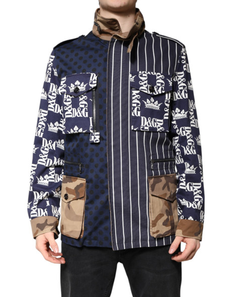 Dolce & Gabbana Multicolor Cotton Logo Patchwork Coat Jacket Dolce & Gabbana Multicolor Cotton Logo Patchwork Coat Jacket