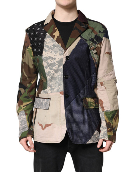 Dolce & Gabbana Multicolor Camouflage Patchwork Coat Blazer Dolce & Gabbana Multicolor Camouflage Patchwork Coat Blazer