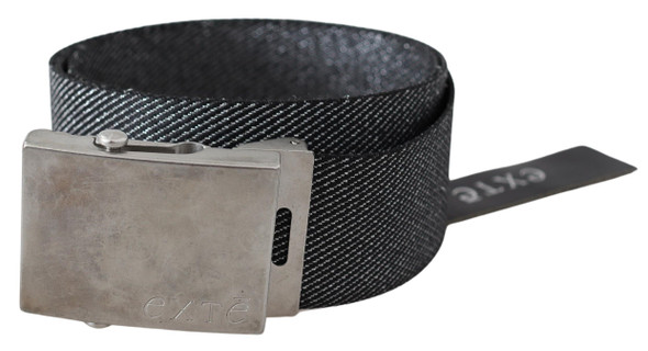 Black Silver Metal Brushed Buckle Waist Belt Black Silver Metal Brushed Buckle Waist Belt