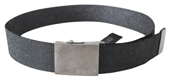 Black Silver Metal Brushed Buckle Waist Belt Black Silver Metal Brushed Buckle Waist Belt
